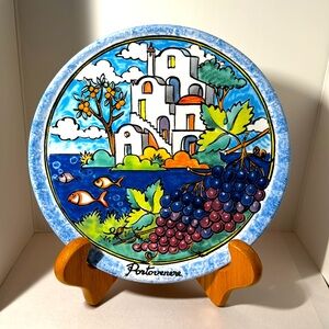 Vintage Pisapia D&C Ceramic Hand Painted Decorative Plate. Made in Italy. (C-2)